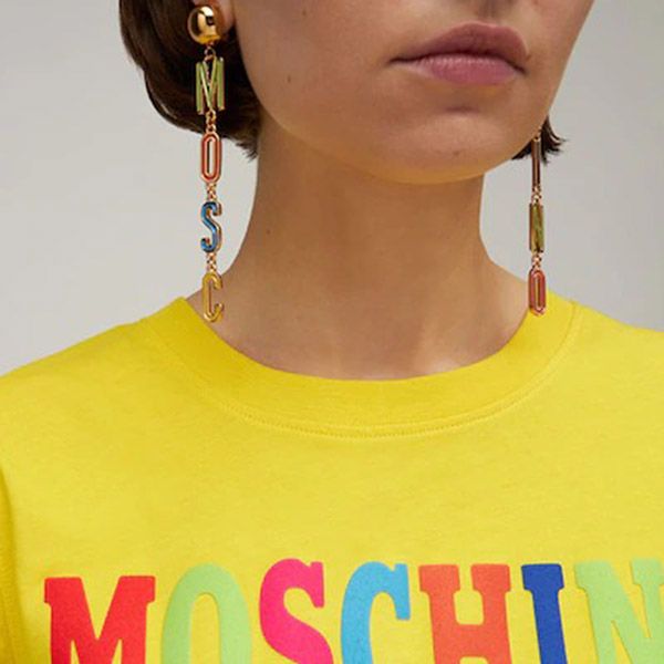 Khuyên Tai Moschino Lettering Logo Drop Earrings Phối Màu - 1