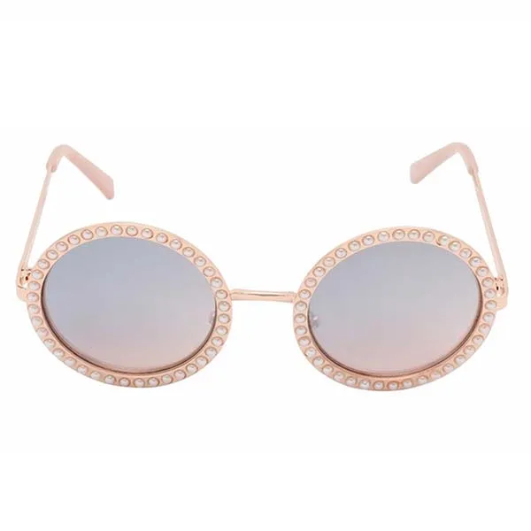 Kính Mát Ladies Guess Rose Gold Tone Round Sunglasses GF033628U48 Màu Vàng Hồng