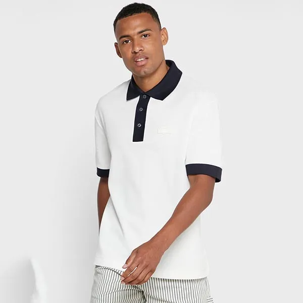 Áo Polo Lacoste Men's Relaxed Fit Textured PH0029 GA3 Shirt Màu Trắng Phối Đen Size S - Thời trang - Vua Hàng Hiệu
