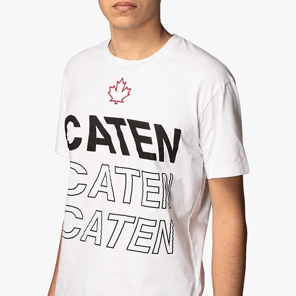 Áo Phông Dsquared2 T-Shirt White Caten Leaf Men S74GD0822 Màu Trắng