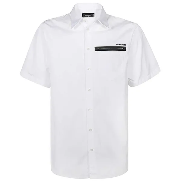 Áo Sơ Mi Cộc Tay Dsquared2 Poplin Short Sleeve Rubber Slash Shirt S74DM0475 S36275 Màu Trắng
