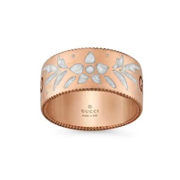 Nhẫn Gucci Icon Blooms Ring 18k Rose Gold, Enamel Màu Vàng Hồng - Trang sức - Vua Hàng Hiệu