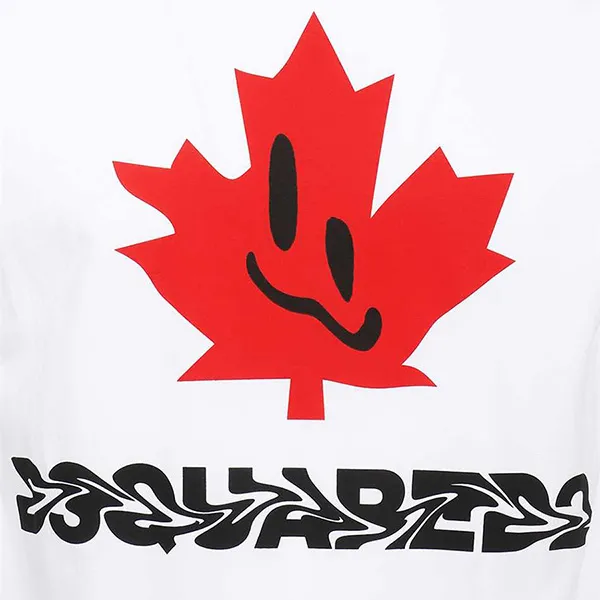 Áo Phông Dsquared2 T-Shirt Smiling Leaf Cool Fit S74GD0951 Màu Trắng