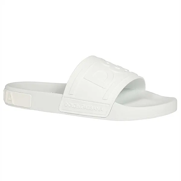 Dép Dolce & Gabbana D&G Rubber Beachwear Slides With DG Logo CS1786-AX389 Màu Trắng