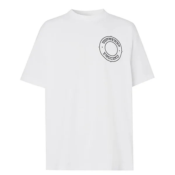 Áo Phông Burberry Men's Laydon T-Shirt W/ Logo Graphic In White 80345601007 Màu Trắng