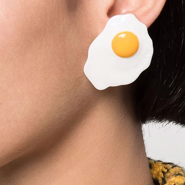 Khuyên Tai Moschino Fried Egg Clip Earrings Màu Trắng Vàng - Trang sức - Vua Hàng Hiệu