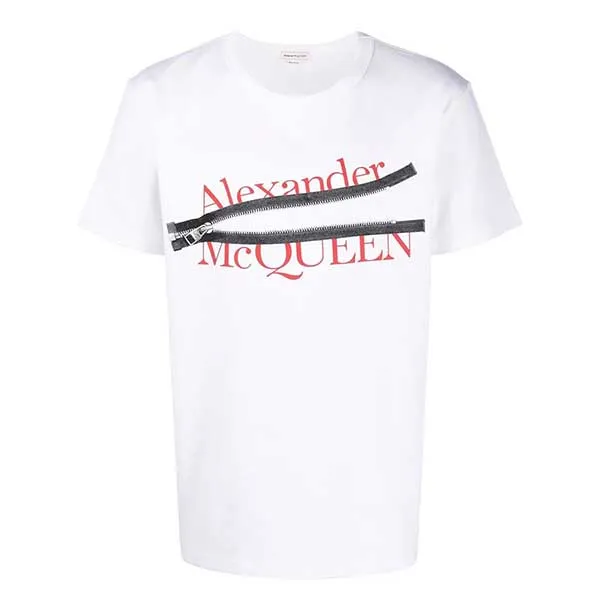 Áo Phông Alexander Mcqueen Logo-Print Cotton T-Shirt QSZ8A Màu Trắng