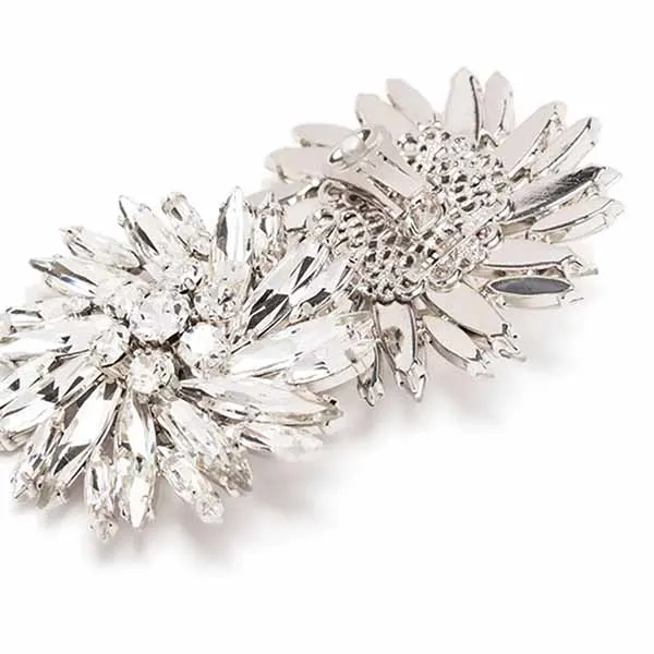 Khuyên Tai Alessandra Rich Crystal Flower Clip-On Earrings Màu Bạc