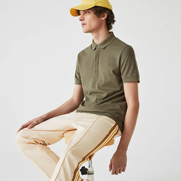 Áo Polo Lacoste Men's Paris Polo Shirt Regular Fit Stretch Cotton Piqué PH5522 316 Màu Xanh Olive - Thời trang - Vua Hàng Hiệu