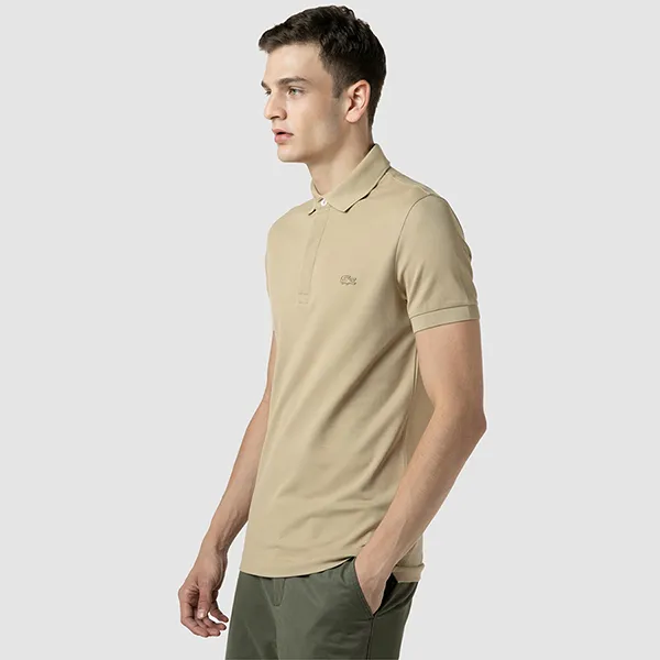 Áo Polo Lacoste Men's Paris Polo Shirt Regular Fit Stretch Cotton Piqué PH5522 02S Màu Beige