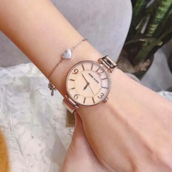 Đồng Hồ Nữ Anne Klein Blush Mother Of Pearl Dial Ladies Watch 2210BMR Màu Vàng Hồng