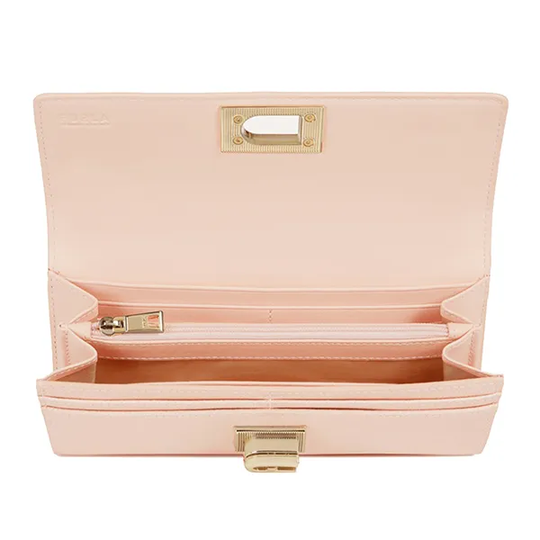 Ví Furla 1927 Continental Bi-fold Textured Leather Wallet - Candy Rose PCV0ACO-ARE-1BR Màu Hồng