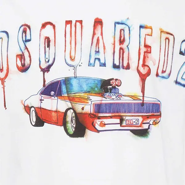 Áo Phông Nam Dsquared2 Fast Car Cool T-shirt S74GD0993 S23009 Màu Trắng Size S
