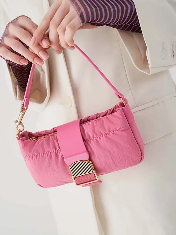 Túi Đeo Chéo Nữ Charles & Keith CNK Aspen Ruched Phone Pouch - Pink CK6-70781728 Màu Hồng