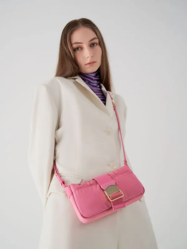 Túi Đeo Chéo Nữ Charles & Keith CNK Aspen Ruched Phone Pouch - Pink CK6-70781728 Màu Hồng