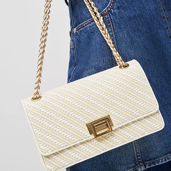 Túi Đeo Vai Nữ Charles & Keith CNK Chain Handle Shoulder Bag - White CK2-20840464-10 Màu Trắng Kem