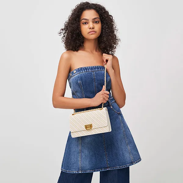 Túi Đeo Vai Nữ Charles & Keith CNK Chain Handle Shoulder Bag - White CK2-20840464-10 Màu Trắng Kem