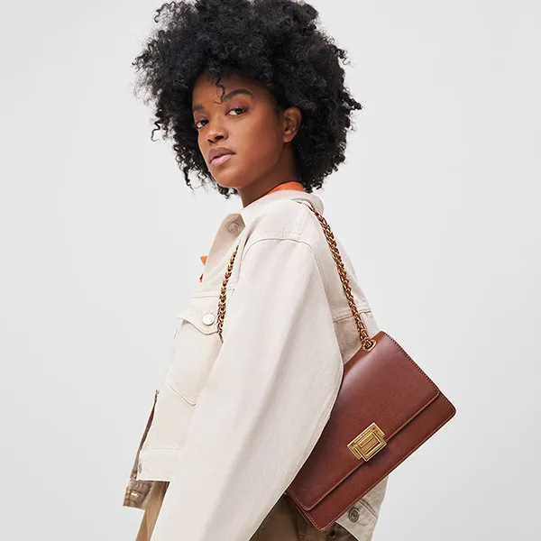 Túi Đeo Vai Nữ Charles & Keith CNK Chain Handle Shoulder Bag 20840464-10 Màu Nâu Chocolate