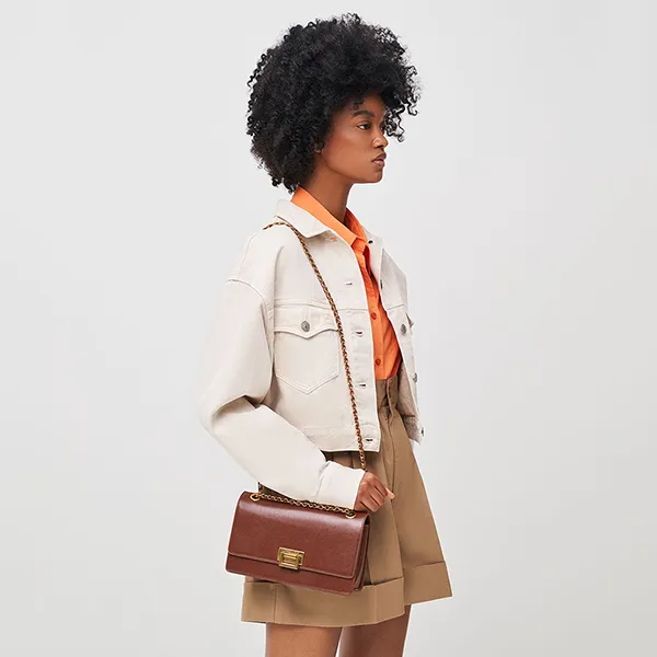 Túi Đeo Vai Nữ Charles & Keith CNK Chain Handle Shoulder Bag 20840464-10 Màu Nâu Chocolate