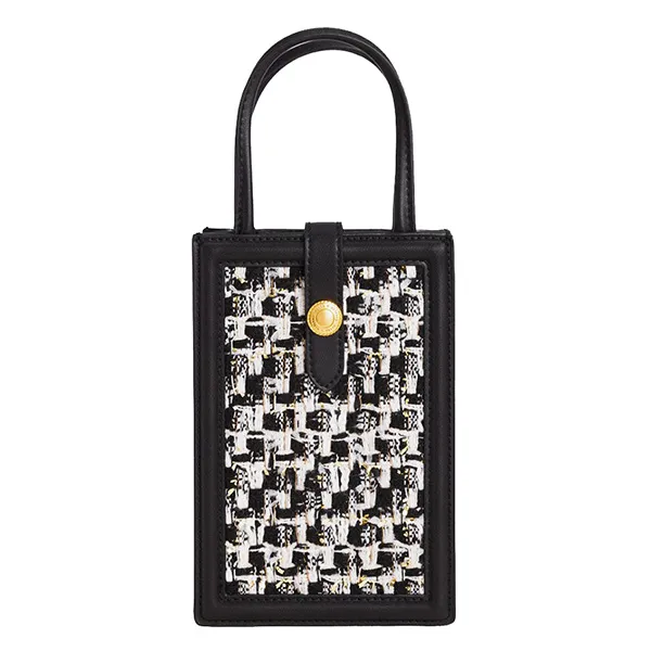 Túi Đeo Chéo Nữ Charles & Keith CNK Este Belted Tweed Phone Pouch 70701213 Màu Đen