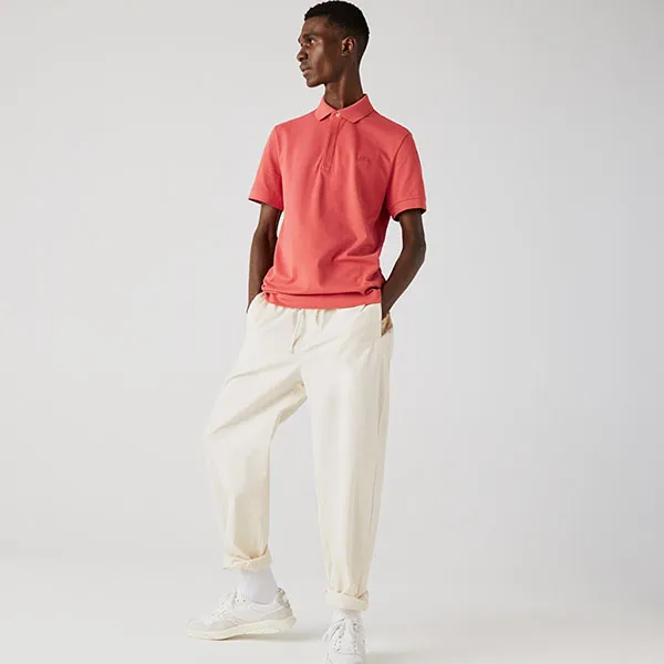 Áo Polo Lacoste Men's Paris Polo Shirt Regular Fit Stretch Cotton Piqué PH5522 Màu Hồng