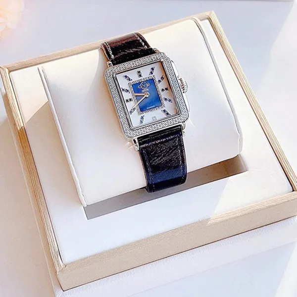 Đồng Hồ Nữ GV2 By Gevril Padova Gemstone Watch 12332 Màu Xanh
