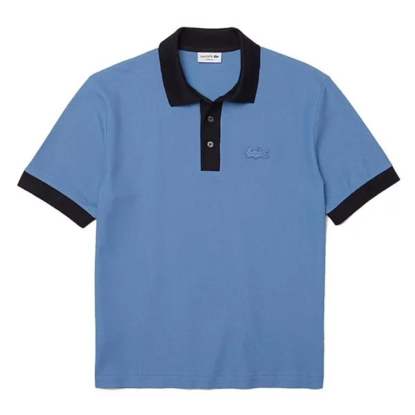 Áo Polo Men's Lacoste Loose Fit Textured Cotton Pique Polo Shirt PH0029 Màu Xanh Blue Size S