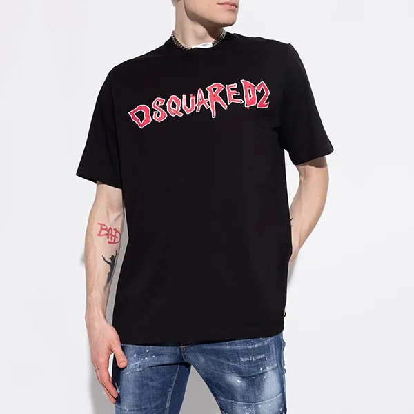 Áo Phông Dsquared2 D2 Rock Slouch T-shirt S74GD0935 S23009 Màu Đen