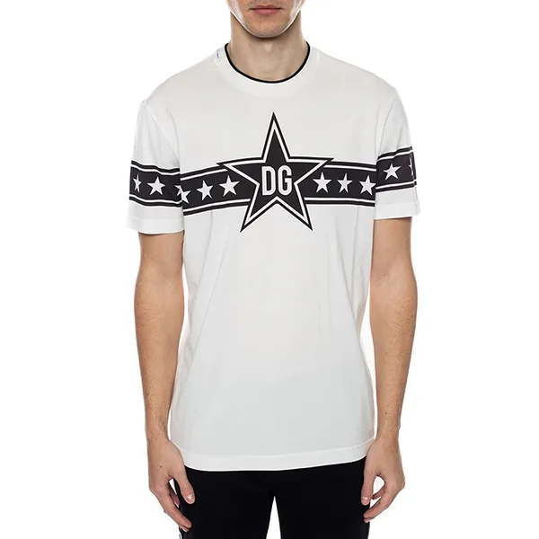Áo Phông Nam Dolce & Gabbana D&G Logo-Printed DG Tshirt G8KD0T Màu Trắng Size 48