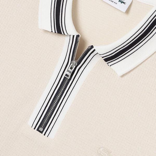 Áo Polo Men’s Lacoste Regular Fit Striped Zip PH9713 Neck Polo Shirt Màu Be Size 4 - 4