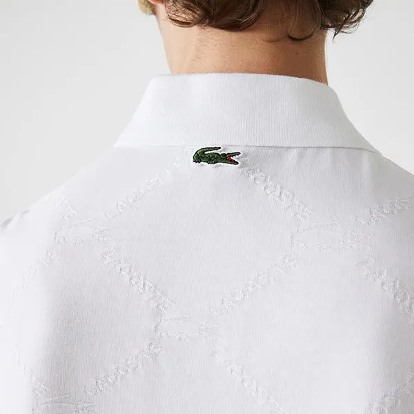 Áo Polo Lacoste Men’s Live Standard Fit Monogram Patterned Shirt Màu Trắng