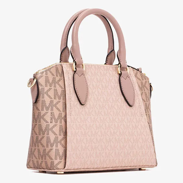 Túi Xách Michael Kors MK Sienna Medium Logo and Leather Messenger Bag Màu Hồng Nhạt - Túi xách - Vua Hàng Hiệu