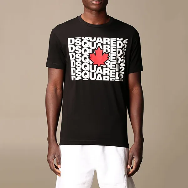 Áo Phông Dsquared2 Multi Logo T-shirt S74GD0827 Màu Đen