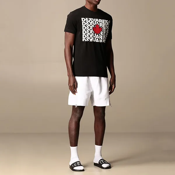Áo Phông Dsquared2 Multi Logo T-shirt S74GD0827 Màu Đen