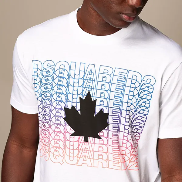 Áo Phông Dsquared2 Multi Logo T-shirt S74GD0830 S22427 Màu Trắng Size M