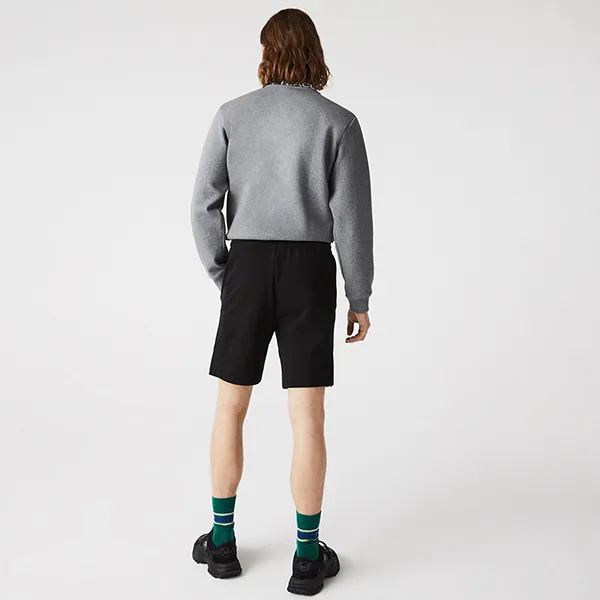 Quần Shorts Men’s Lacoste Lettered Bands Fleece Bermuda GH6866 Màu Đen