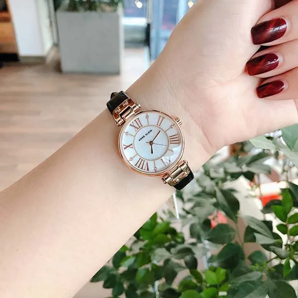 Đồng Hồ Nữ Anne Klein Mother Of Pearl Dial Ladies Watch 2718RGBK Màu Vàng Mặt Trắng - 1