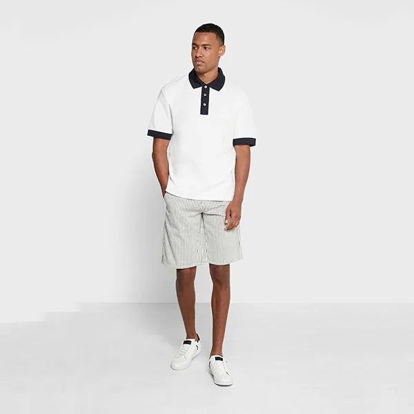 Áo Polo Lacoste Men's Relaxed Fit Textured PH0029 GA3 Shirt Màu Trắng Phối Đen Size S - Thời trang - Vua Hàng Hiệu