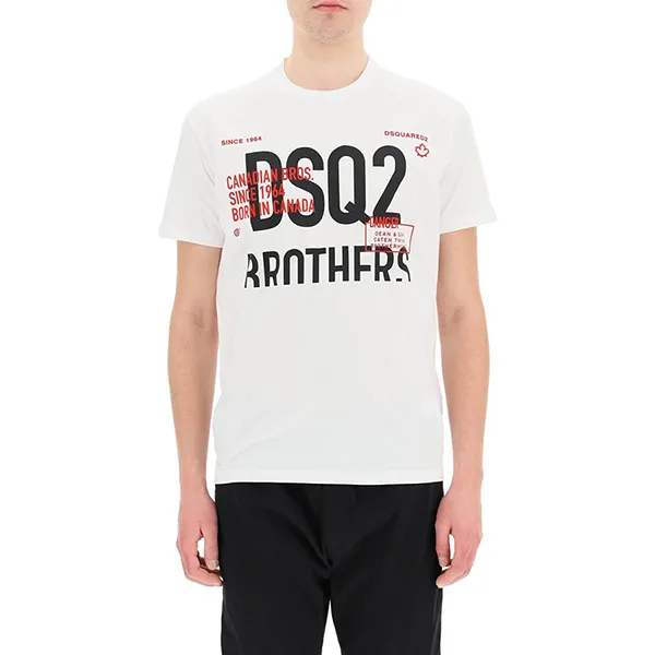 Áo Phông Dsquared2 Men's Bro Cool T-Shirt D2 White S74GD0992 Màu Trắng - Thời trang - Vua Hàng Hiệu