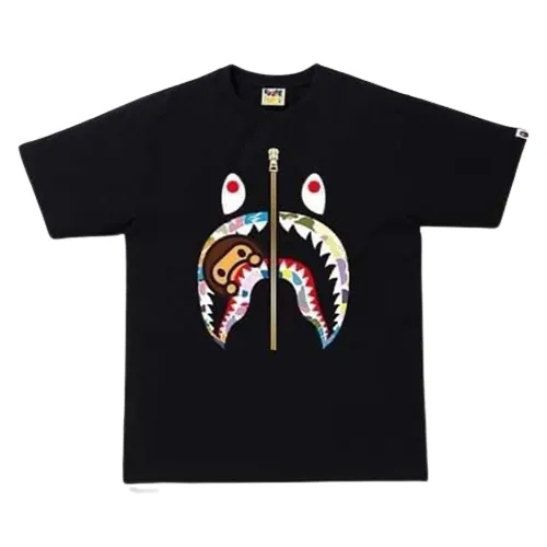 Áo Phông Bape Multi Camo Milo Shark Tee Màu Đen Size M