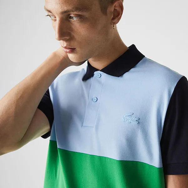 Áo Polo Lacoste Men's Regular Fit Light Breathable Colorblock Piqué Polo PH7680 16F Phối Màu Xanh