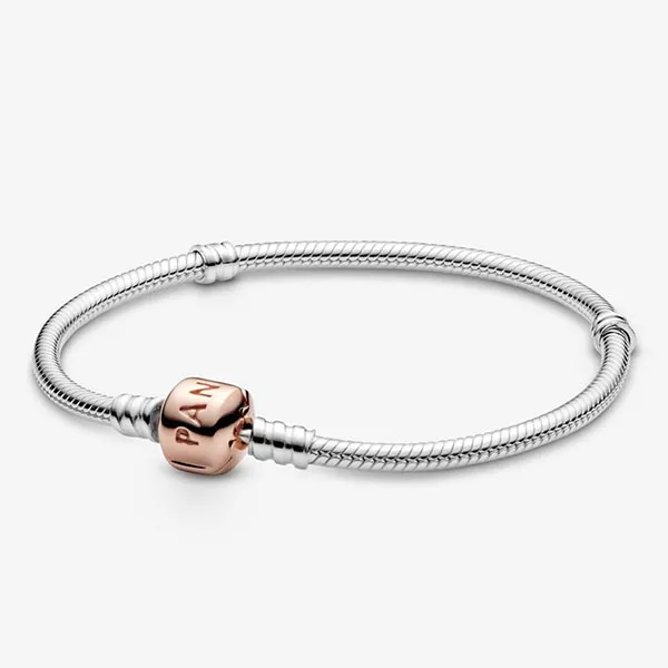 Vòng Đeo Tay Pandora Moments Snake Chain Bracele Màu Hồng Bạc