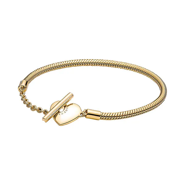 Vòng Đeo Tay Pandora Moments Chuỗi Rắn Khóa Chữ T Dễ Thương Bạc Mạ Vàng 14k Màu Vàng - Trang sức - Vua Hàng Hiệu