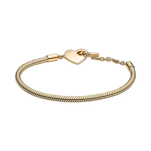 Vòng Đeo Tay Pandora Moments Chuỗi Rắn Khóa Chữ T Dễ Thương Bạc Mạ Vàng 14k Màu Vàng - Trang sức - Vua Hàng Hiệu