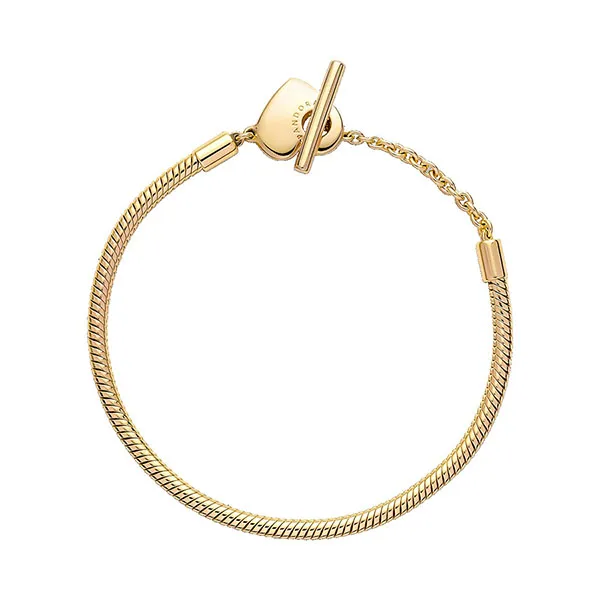 Vòng Đeo Tay Pandora Moments Chuỗi Rắn Khóa Chữ T Dễ Thương Bạc Mạ Vàng 14k Màu Vàng - Trang sức - Vua Hàng Hiệu