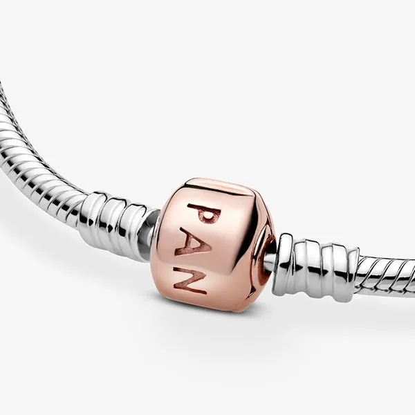 Vòng Đeo Tay Pandora Moments Snake Chain Bracele Màu Hồng Bạc