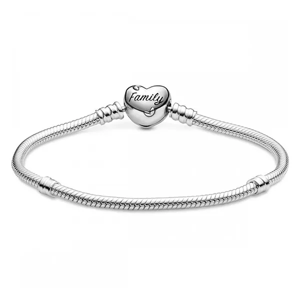 Vòng Đeo Tay Pandora Moments Snake Chain Bracelet With Family Tree Heart Clasp 598827C01 Màu Bạc Size 19