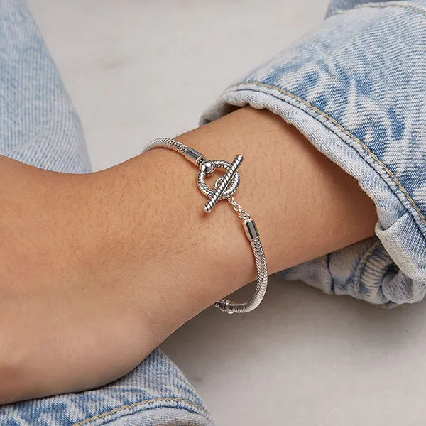 Vòng Đeo Tay Nữ Pandora Moments T-Bar Snake Chain Bracelet 599082C00 Màu Bạc Size 19 - Trang sức - Vua Hàng Hiệu
