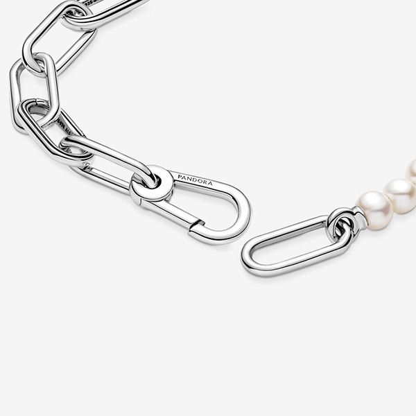 Vòng Đeo Tay Pandora ME Freshwater Cultured Pearl Bracelet Hạt Ngọc Trai Trắng Màu Bạc - 5
