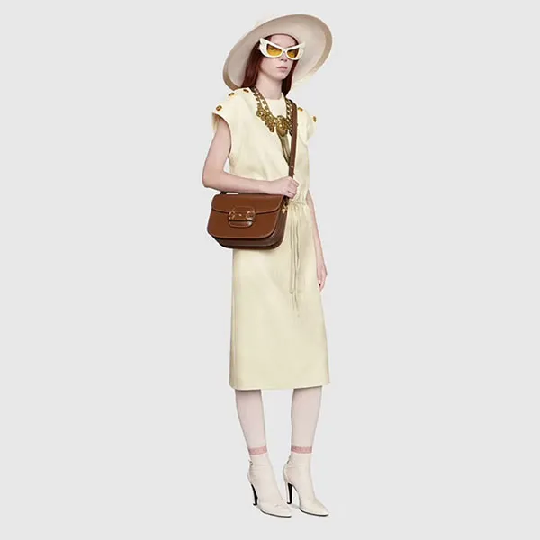 Túi Đeo Chéo Nữ Gucci Women's Brown Horsebit 1955 Shoulder Bag 602204 1DB0G 2361 Màu Nâu
